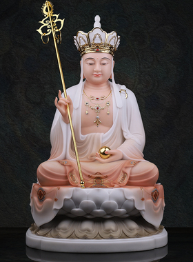 观音菩萨佛像家用款供奉树脂大势至南海观世音像娑婆三圣全堂佛
