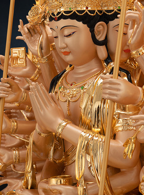 铜中式佛堂千手观音佛像装饰摆件