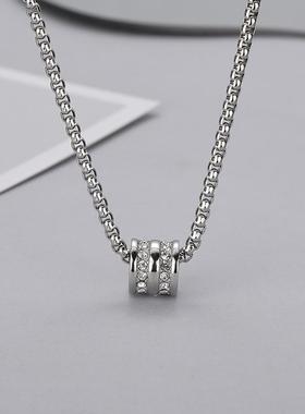 DH7转换球吊坠钛钢项链毛衣链男