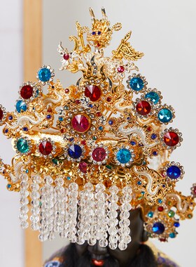 新品酆都大帝神像家用木雕北阴大帝北太帝君M酆都北帝披风帽子供