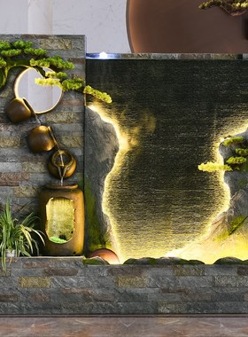 极速田园中式流水墙水幕墙屏风阳台装饰摆件招财客厅酒.店花园庭