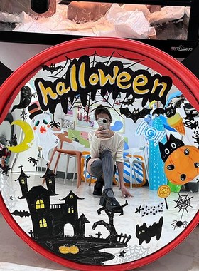 凹凸镜广角镜diy彩绘摆件客厅室内壁挂装饰拍照小神器转角镜改造