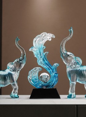 大象摆件一对客厅招财玄关电视柜酒柜装饰品搬家礼物乔迁新居礼品