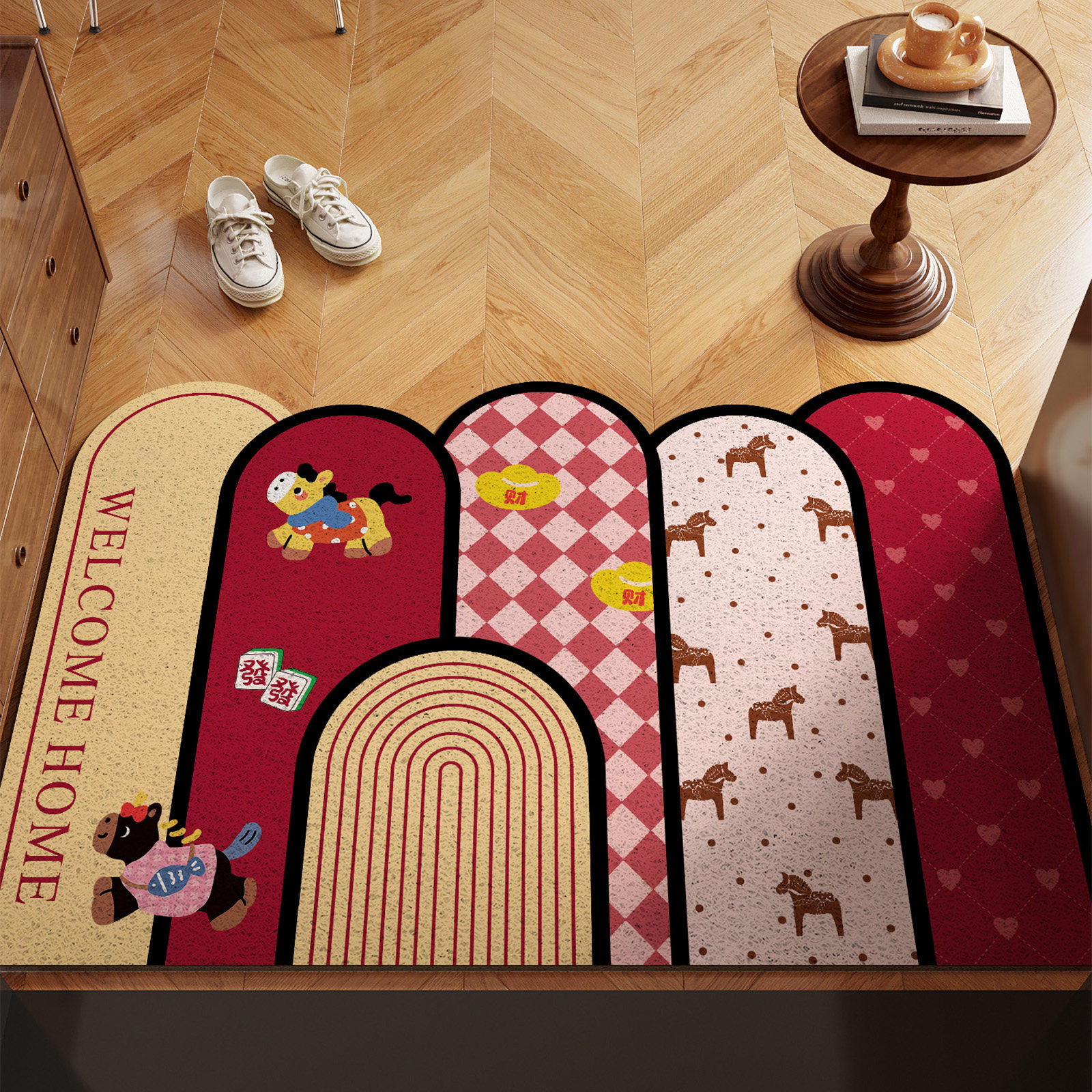 新年复古风地垫入户门垫丝圈玄关耐脏免洗脚垫子马年红色除尘地毯,淘宝优惠券,粉丝福利购,淘宝优惠卷