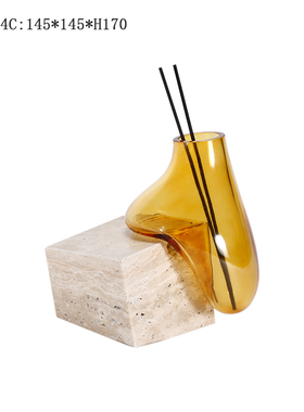 现代轻奢大理石玻璃香薰瓶小花器样板间客厅卫生间卧室床头柜摆件