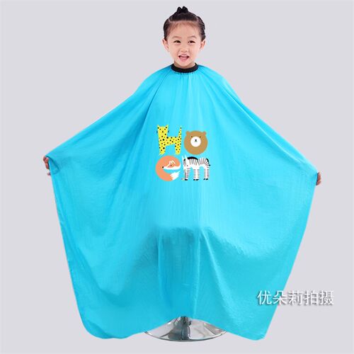 柔软透气儿童理发店围布防静电不沾发卡通发廊薄款小孩剪头发围脖 - 图1