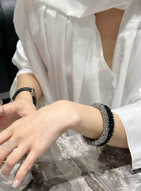 水晶手工穿珠发圈女网红新款气质高弹力手链两用百搭头绳发绳头饰