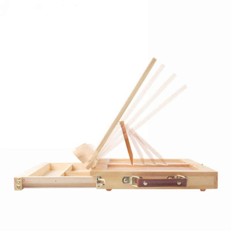 桌面台式画架折叠多功能木制油画架箱美术素描写生画架画板 - 图1