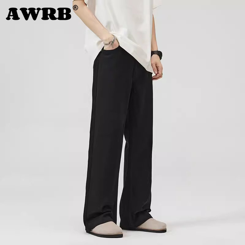 AWRB休闲微喇基础简约长裤男美式休闲cleanfit松弛感拖地直筒裤,淘宝优惠券,粉丝福利购,淘宝优惠卷
