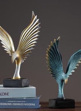 新中式客厅玄关办公桌大鹏展翅电视柜家居酒柜装饰品鹰摆件工艺