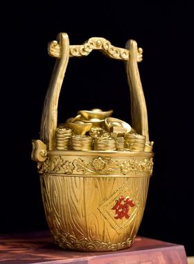 办公室聚宝盆一桶金摆件装饰品创意家居招财中式工艺送人礼品