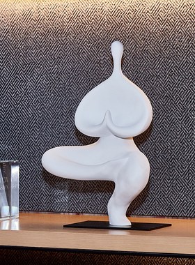 现代抽象瑜伽人物雕塑摆件酒柜玄关电视柜客N厅样板间软装饰品极