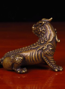 仿古工艺品招财黄铜n谛听实心小摆件独角神兽居家客厅装饰品车载