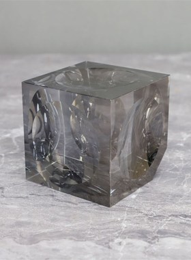 现代简约烟d灰色凹面水晶样板房售楼部卧室书房餐厅客厅桌面摆件