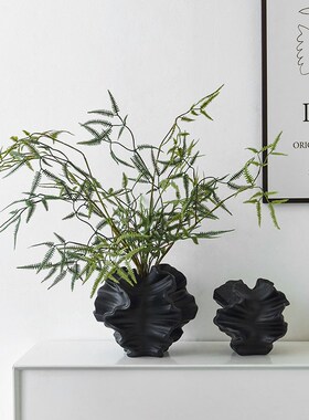 现代侘寂软装高级感陶瓷r花瓶摆件客厅玄关民宿样板间桌面艺术花