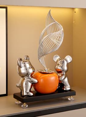 柿柿如意摆件新中式酒柜装饰家居客厅电视柜玄关摆设乔.迁新居礼