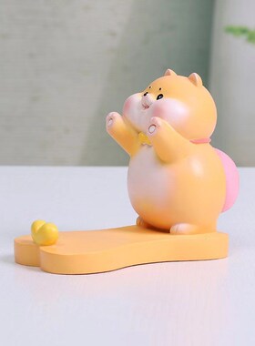 可爱猫扑食手机支架办公室解压桌面小摆件新款猫咪追剧平板手机架