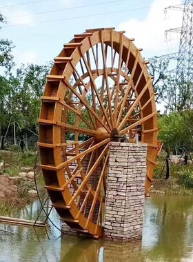 厂家承接设计木质水车 户外景区花园大型水车 景观工程园林水车