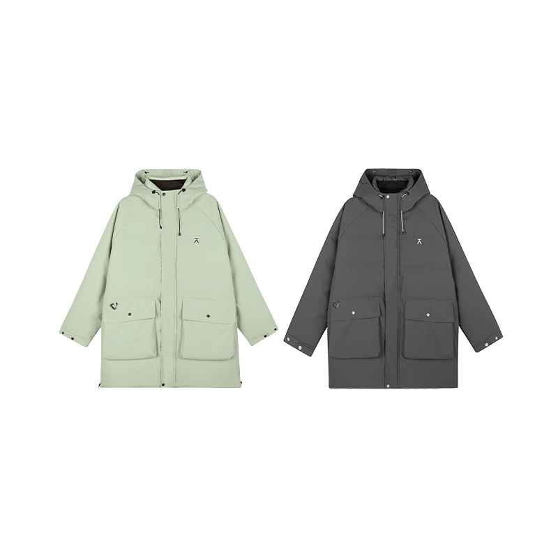 ACMEITEM爱棵米 户外长款连帽羽绒外套宽松保暖可调节羽绒服男女
