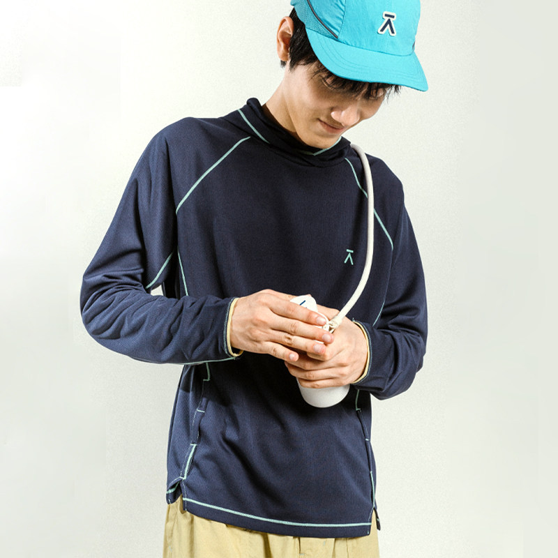 ACMEITEM爱棵米 户外情侣连帽骑行T恤吸湿速干合体长袖上衣男女,淘宝优惠券,粉丝福利购,淘宝优惠卷