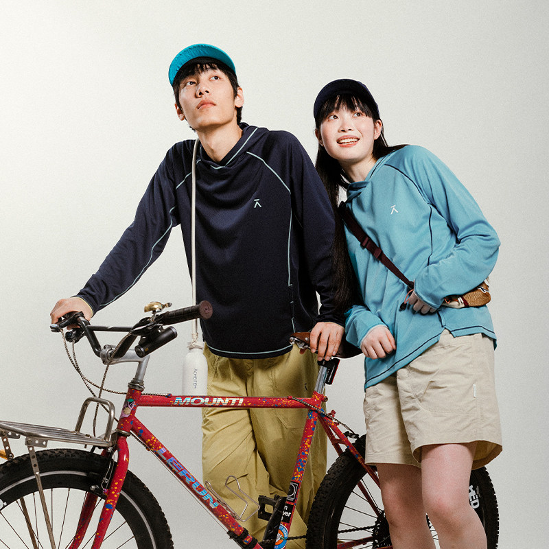 ACMEITEM爱棵米 户外情侣连帽骑行T恤吸湿速干合体长袖上衣男女,淘宝优惠券,粉丝福利购,淘宝优惠卷