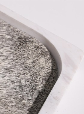 一匚现代轻奢马毛渐变大理石托盘样板间售楼处酒店衣帽间首饰摆件