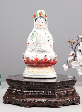 黑檀木底座观音佛像八角莲花底座