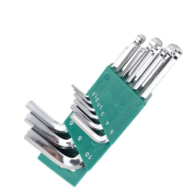 老A 9件套公制镜面迷你球头内六角扳手套装1.5-10mm LA158109 - 图1