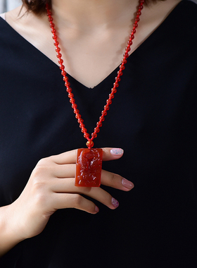 天然红玛瑙鲤鱼吊坠年有余