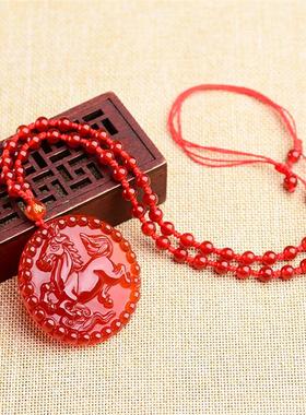 天然红玛瑙马牌2024年属吊