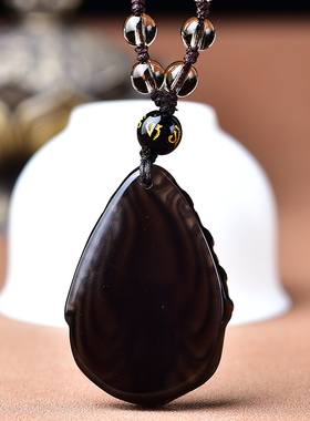 黑曜石小狐狸吊坠男女彩虹