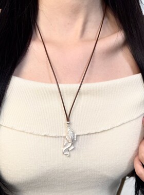 古法磨砂锦鲤项链女福泽大鱼