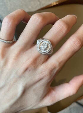 意大利镶钻拉丝八芒星盾牌戒指