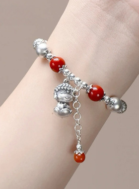 宝佛南红守护静心福字盘缠手链
