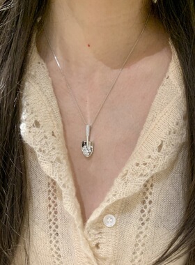 轻奢时尚高级银铲镶钻小铲子项链