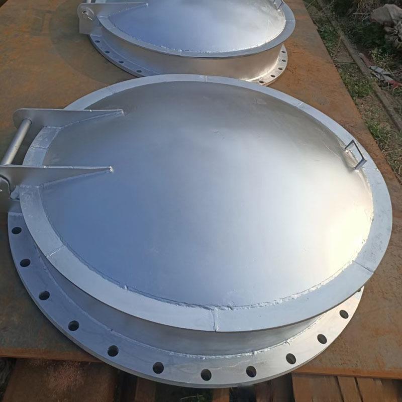 钢制拍门防倒灌圆形拍门市政污水管道自动法兰浮箱式钢制拍门 - 图2
