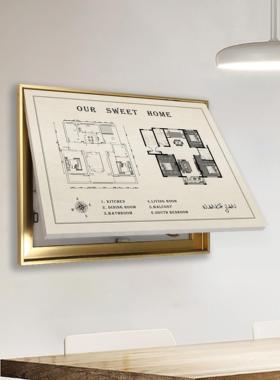 定制户型图电表箱装饰画遮挡强弱电闸盒姓氏挂画免打孔竖版大尺寸