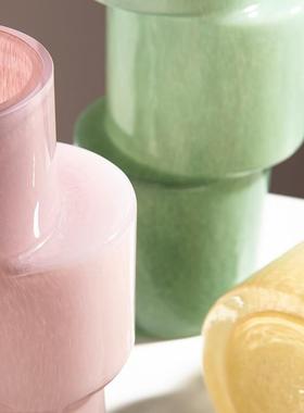 不规则错色竹节彩色玻璃花瓶摆件简约ins家居玄关客厅装饰花器摆