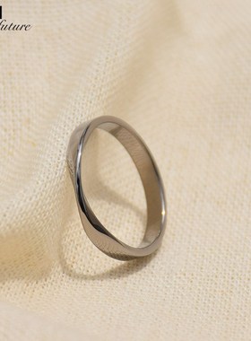 莫比乌斯指环戒指男女纯钛质感闭口设计简约素圈学生情侣对戒刻字