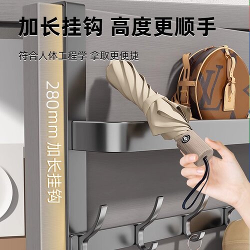 门后挂钩衣服挂架免打孔帽子收纳挂衣架厨房卧室壁挂门上置物神器 - 图3