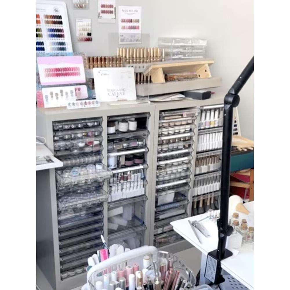 美甲彩妆收纳柜可移动带滑轮抽屉式A4文件柜烘焙模具柜钢制布样柜 - 图2