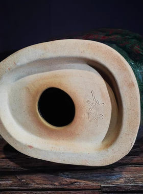 禹州神垕钧瓷摆件李亚飞手签款柴烧釉天降祥瑞客厅玄关高档陶礼品