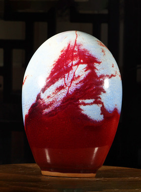 钧瓷摆件窑变釉来福石陶瓷高档家居中式客厅玄关博古架工艺品摆设