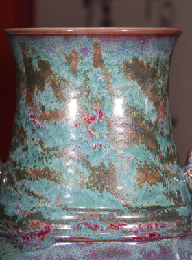 禹州神垕钧瓷摆件李亚飞大师纯手工龙首瓶中式陶瓷家居博古架装饰