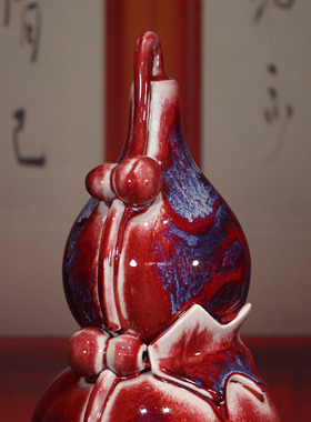 钧瓷福禄双全中式办公室桌面摆件陶瓷家居客厅装饰高档祝福送礼品