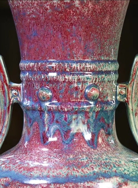 河南禹州神垕钧瓷花瓶华夏尊李朝斐大师手作珍品釉中国风玄关摆件