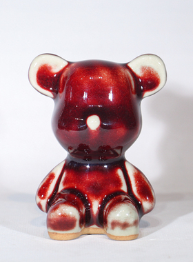 神垕钧瓷小熊桌面摆件可爱卡通小摆饰创意网红礼品文创礼物带礼盒