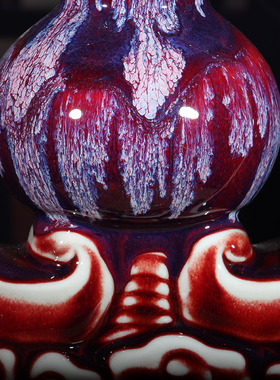 钧瓷摆件葫芦福在其中陶瓷祝福高档送礼品家居玄关博古架装饰摆设