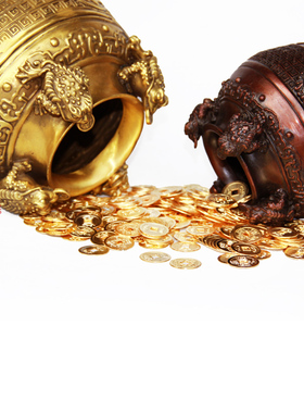 铜金蟾纳四方财金蟾聚宝盆摆件商务工艺礼品居家装饰