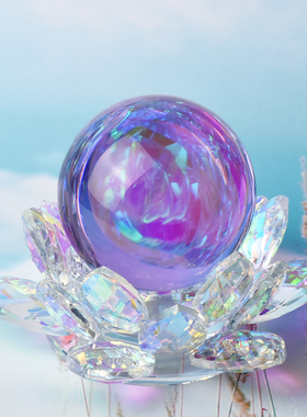 水晶球摆件莲花家居装饰